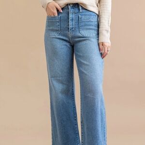 Just Black Blue Flare Wide Leg Jeans